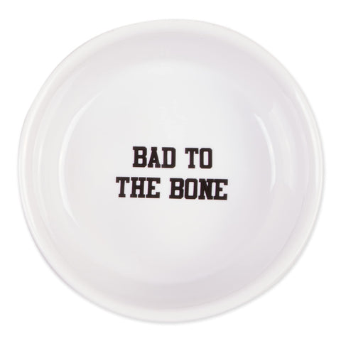 Bone Dry Ceramic Food & Water Bowls for Pets Non-Slip for Secure, Less Messy Feeding, Microwave & Dishwasher Safe, Small Set, 4.25x2, Bad to The Bone, 2 Count