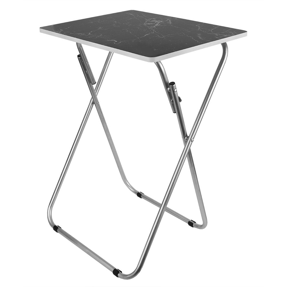 Home Basics Multi-Purpose Sturdy and Durable Decorative Bedside Laptop Snack Cocktails TV Folding Table Tray Desk Bedside Laptop Snacks Black Marble 15 in x 19 in x 25.75 in