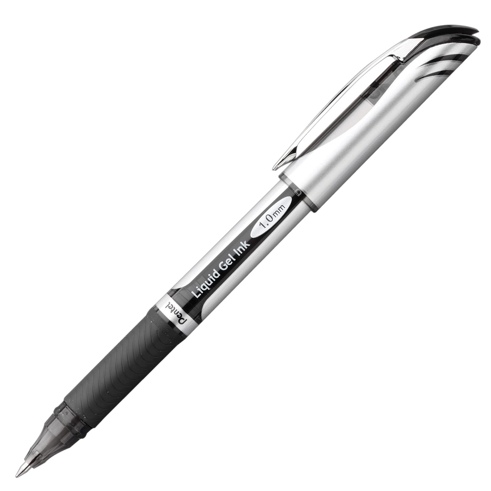 Pentel ENER-GEL Deluxe Liquid Gel Pen, 1.0mm, Bold Line, Metal Tip, Black Ink, 2 Pack (BL60BP2A)