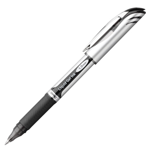 Pentel ENER-GEL Deluxe Liquid Gel Pen, 1.0mm, Bold Line, Metal Tip, Black Ink, 2 Pack (BL60BP2A)