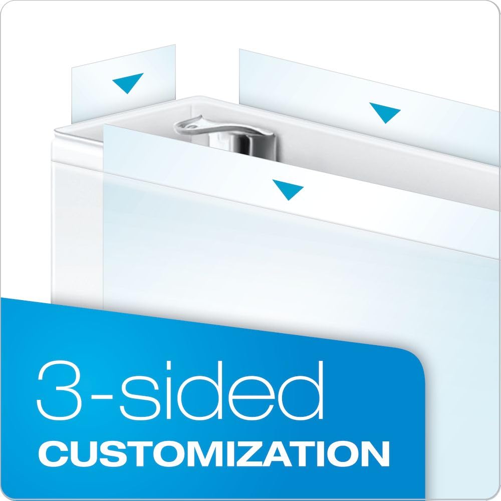 Cardinal 3 Ring Binder, 3 Inch Performer ClearVue Binder, Round Rings, 625-Sheet Capacity, Customizable ClearVue Covers, PVC-Free, White (67524)