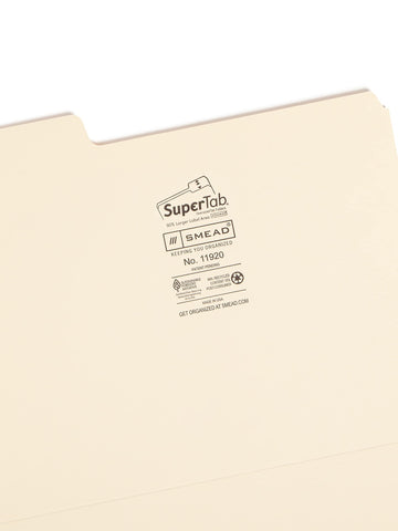 Smead SuperTab File Folder, Oversized 1/3-Cut Tab, Letter Size, Manila, 24 Per Pack (11920)
