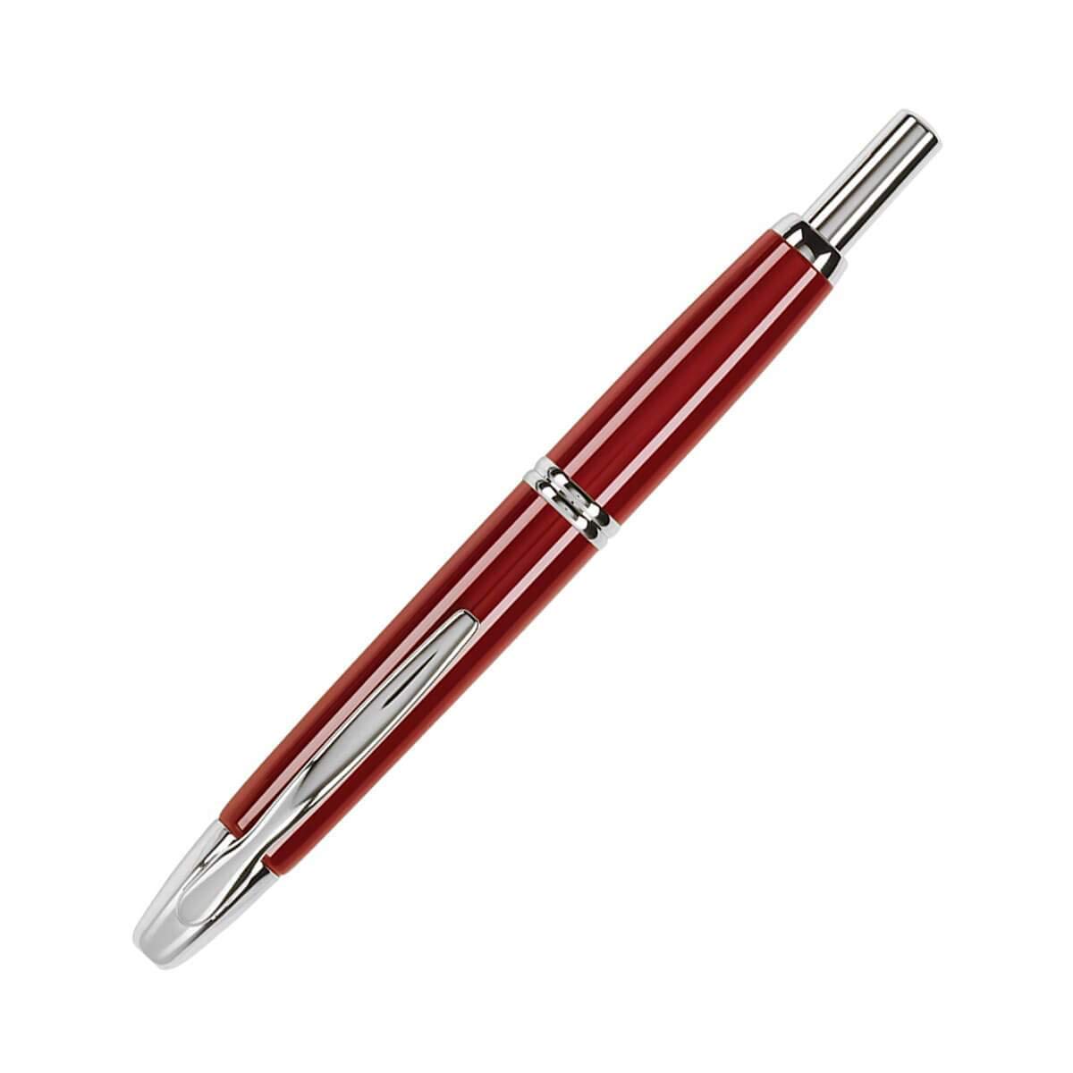 PILOT Vanishing Point Collection Refillable & Retractable Fountain Pen, Red Barrel with Rhodium Accents, Blue Ink, Medium Nib (60244)