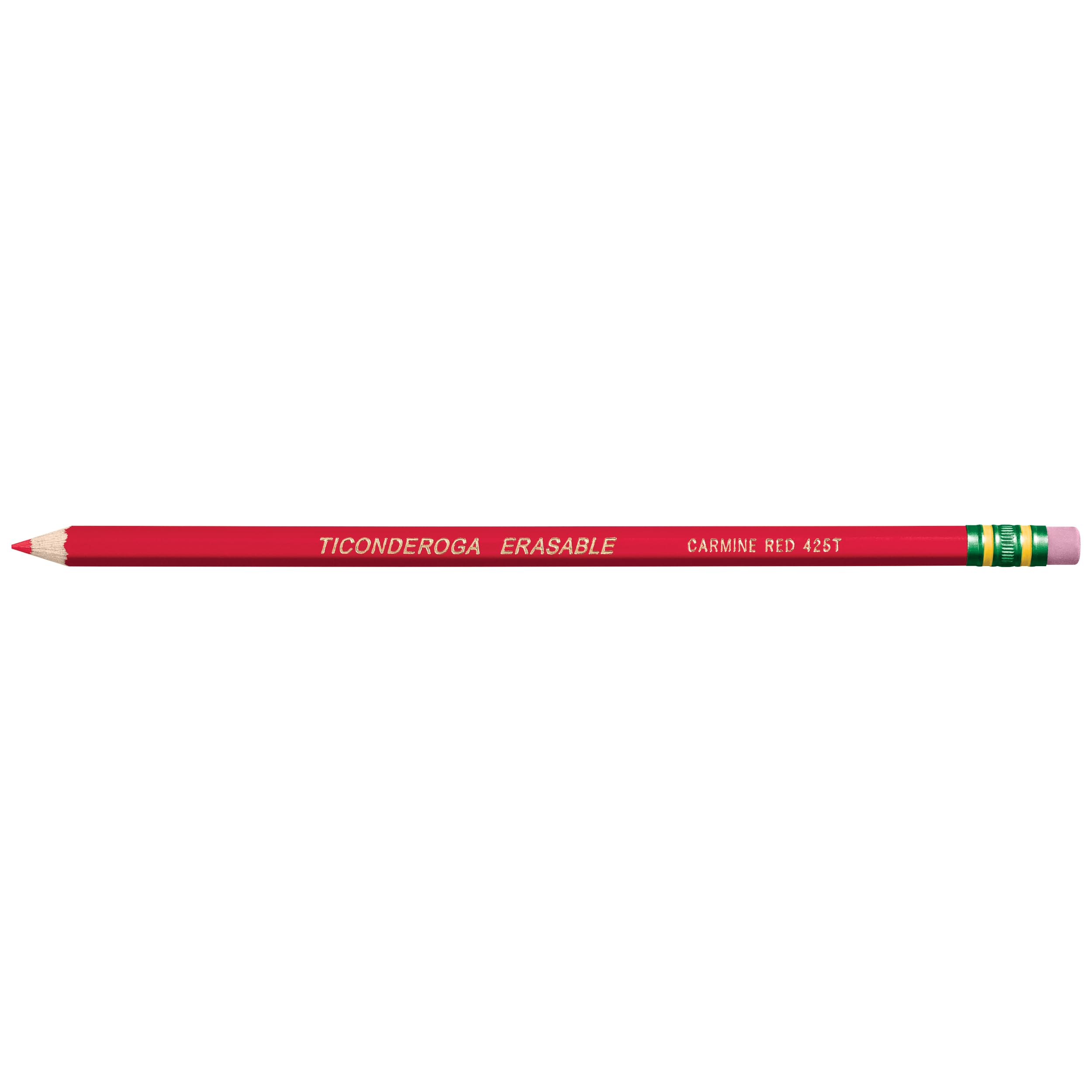 TICONDEROGA Erasable Checking Pencils, Pre-Sharpened with Eraser, Red, Pack of 2 (13901)