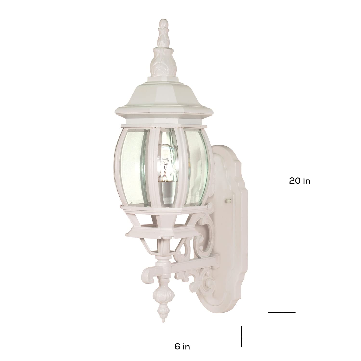 Nuvo Lighting 60/885 Traditional One Light Outdoor Wall Mount from Central Park collection in White finish