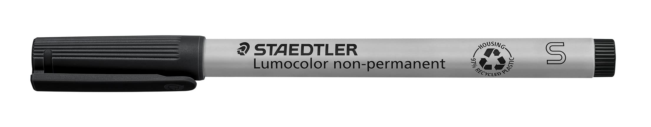 STAEDTLER Lumocolor Non-Permanent Universal Pen: Set of 4 Markers, Assorted Colors, Superfine Felt Tip 0.4mm - Multi Surface, Quick Dry & Water-Soluble Ink - For Home, School & Office