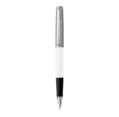 Parker Jotter Originals Fountain Pen, Classic White Finish, Medium Nib, Blue & Black Ink