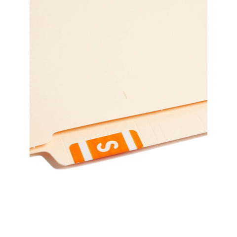 Smead AlphaZ ACCS Color-Coded Alphabetic Label, S, Orange, 100 Labels per Pack (67189)