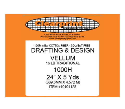 Clearprint 24" x 5 Yards 1000H Design Vellum Roll, 16 lb., 100% Cotton, 1 Each