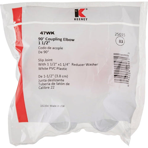 Plumb Pak 47WK Coupling Elbow, White, 1.5 Inch