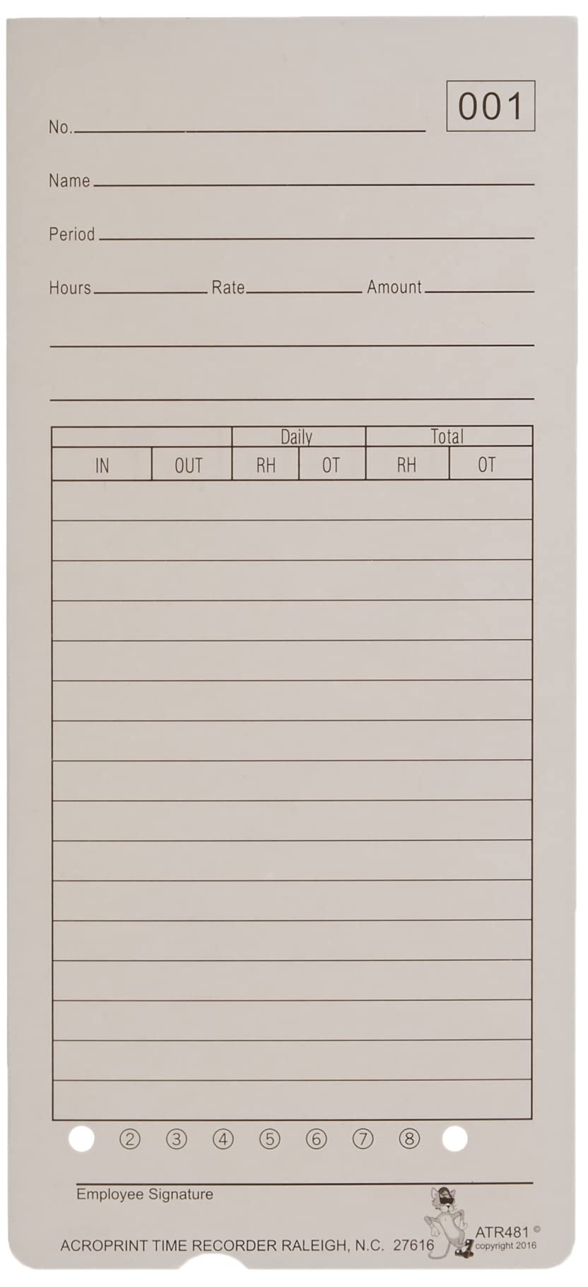 Acroprint 09-9115-000 Time Cards for ATR480 Time Clock, 50 Count(Pack of 1)