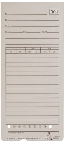 Acroprint 09-9115-000 Time Cards for ATR480 Time Clock, 50 Count(Pack of 1)