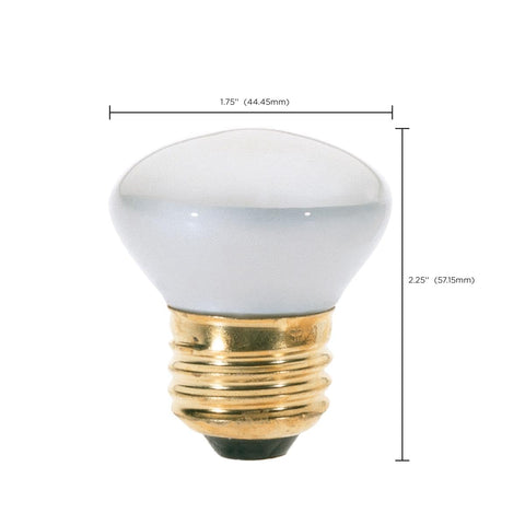 Satco 40R14 Incandescent Reflector, 40W E26 R14 Stubby, Clear Bulb