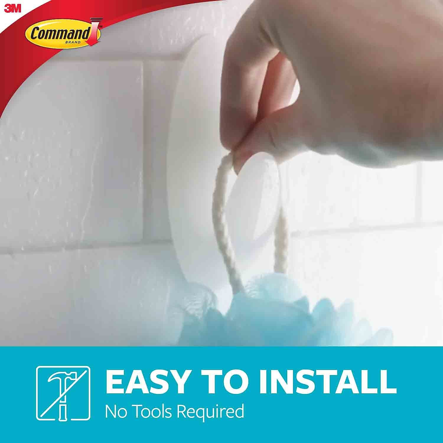 Command Bath Medium Hook Value Pack, Total 12 Medium Hooks with 6 Water Resistant Strips, 2-Pack of 6 Hooks, Organize Damage-Free