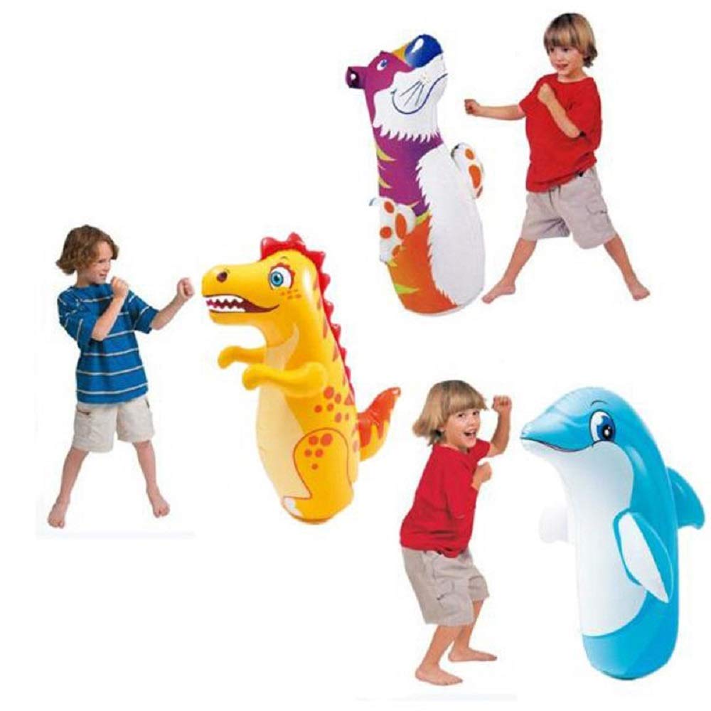 INTEX 3D Bop Bag Blow Up Inflatable Tiger, Dinosaur & Dolphin. (Package will include any 1 item)