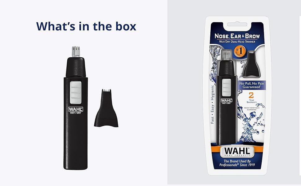 Wahl 5567-500 Ear, Nose and Brow Wet/Dry Battery Trimmer, Black
