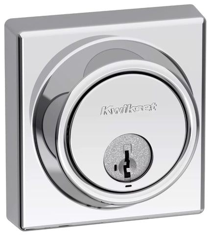 Kwikset 816 KeyControl Deadbolt Deadbolt Lock, Polished Chrome Round Exterior Keyed Front Entry Door, Pick Resistant SmartKey Rekey Security, Single Cylinder Dead Bolt
