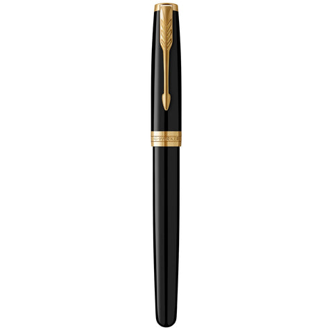 Parker Sonnet Black Lacquer Fountain Pen, Fine Nib, Black Ink
