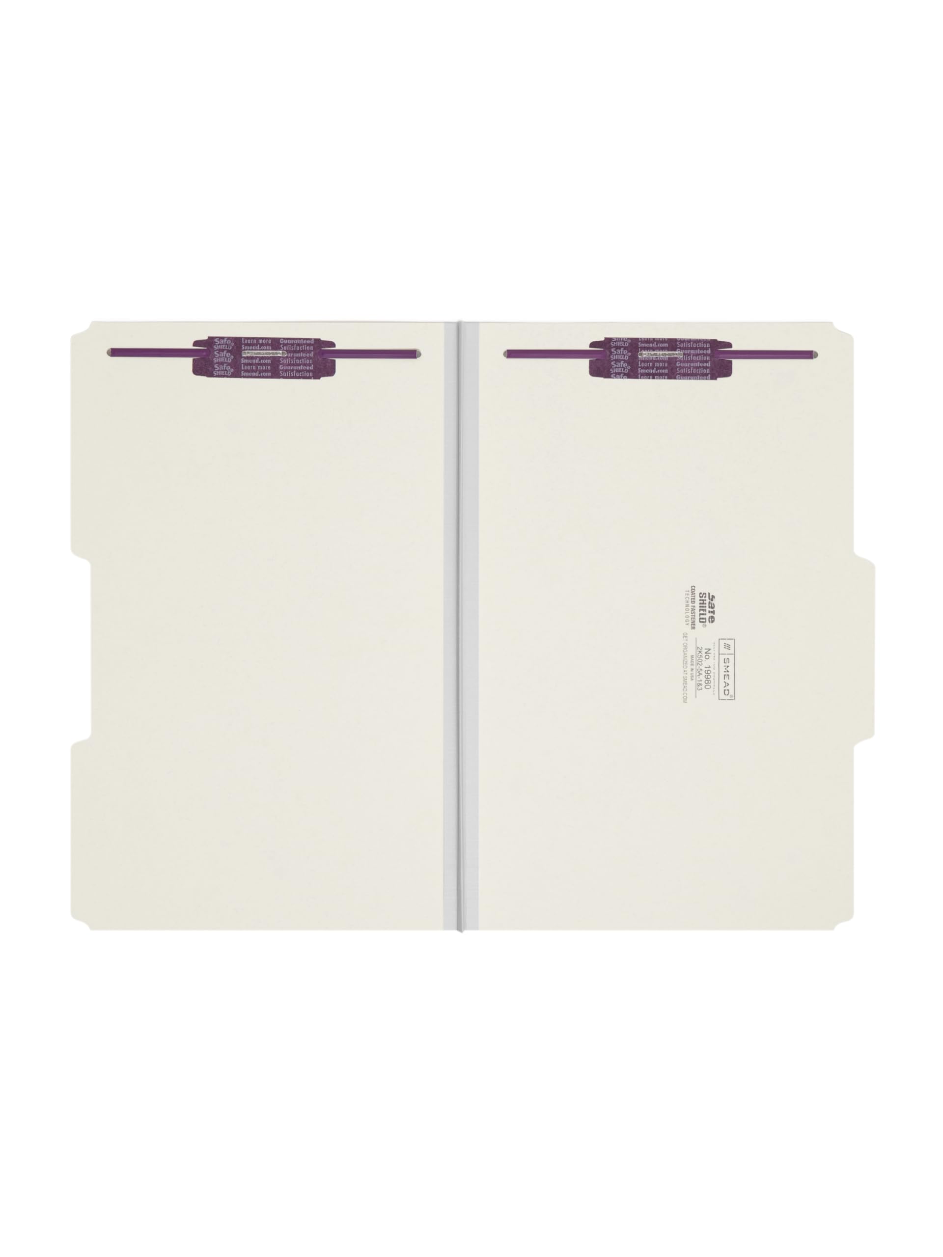 Smead Pressboard Fastener File Folder with SafeSHIELD Fasteners, 2 Fasteners, 2/5-Cut Tab Right of Center Position, Guide Height, 1" Expansion, Legal Size, Gray/Green, 25 per Box (19980)