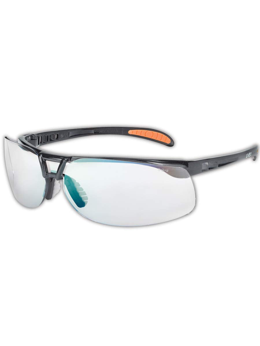 Honeywell Uvex by Protégé Safety Glasses, Metallic Black Frame with SCT-Reflect 50 Lens & Ultra-Dura Anti-Scratch Hardcoat (S4202)