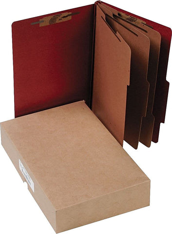 ACCO 16038 ACCO Pressboard 25-Point Classification Folder, Lgl, 8-Section, Earth Red, 10/Bx
