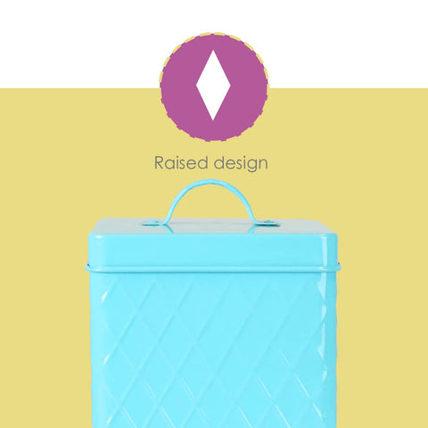 Home Basics Tin Kitchen Food Storage Organization Canister Collection (Large Canister with Cover, Turquoise)