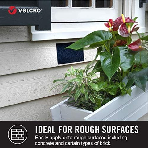 VELCRO Brand Outdoor Heavy Duty Strips | 4in x 1in (10Pk) | Holds 15 lbs | Black Extreme Hook and Loop Tape Industrial Strength Adhesive | Weather Resistance for Rough Surfaces (91841)
