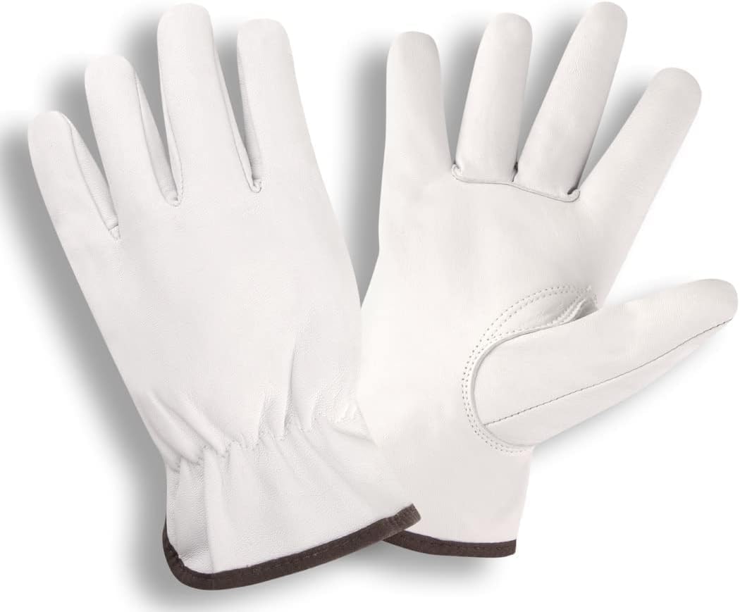 Cordova 8500 Premium Grain Goatskin Driver Gloves, Unlined, Shirred Elastic Back, Keystone Thumb, Light Gray, Work Gloves for Steel Work Manufacturing and More, X-Small, 12-Pack