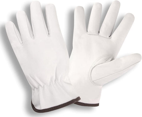 Cordova 8500 Premium Grain Goatskin Driver Gloves, Unlined, Shirred Elastic Back, Keystone Thumb, Light Gray, Work Gloves for Steel Work Manufacturing and More, X-Small, 12-Pack