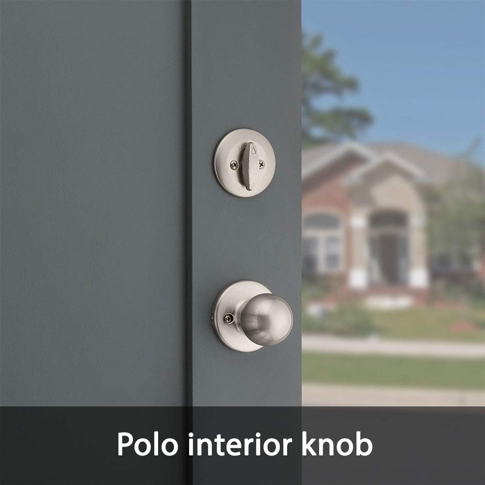 Kwikset Belleview Front Door Lock Handle and Deadbolt Set, Entry Handleset Exterior with Interior Door Knob, Satin Nickel, Pick Resistant SmartKey Rekey Deadbolt Security