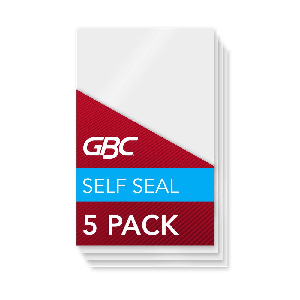 GBC Laminating Sheets, Self Adhesive Pouches, Repositionable, 4" x 6" Photo Size, 8 Mil, SelfSeal NoMistakes, 5 Pack(3747199)