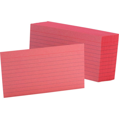 Oxford 3" x 5" Ruled Index Cards, Cherry, Pack of 100