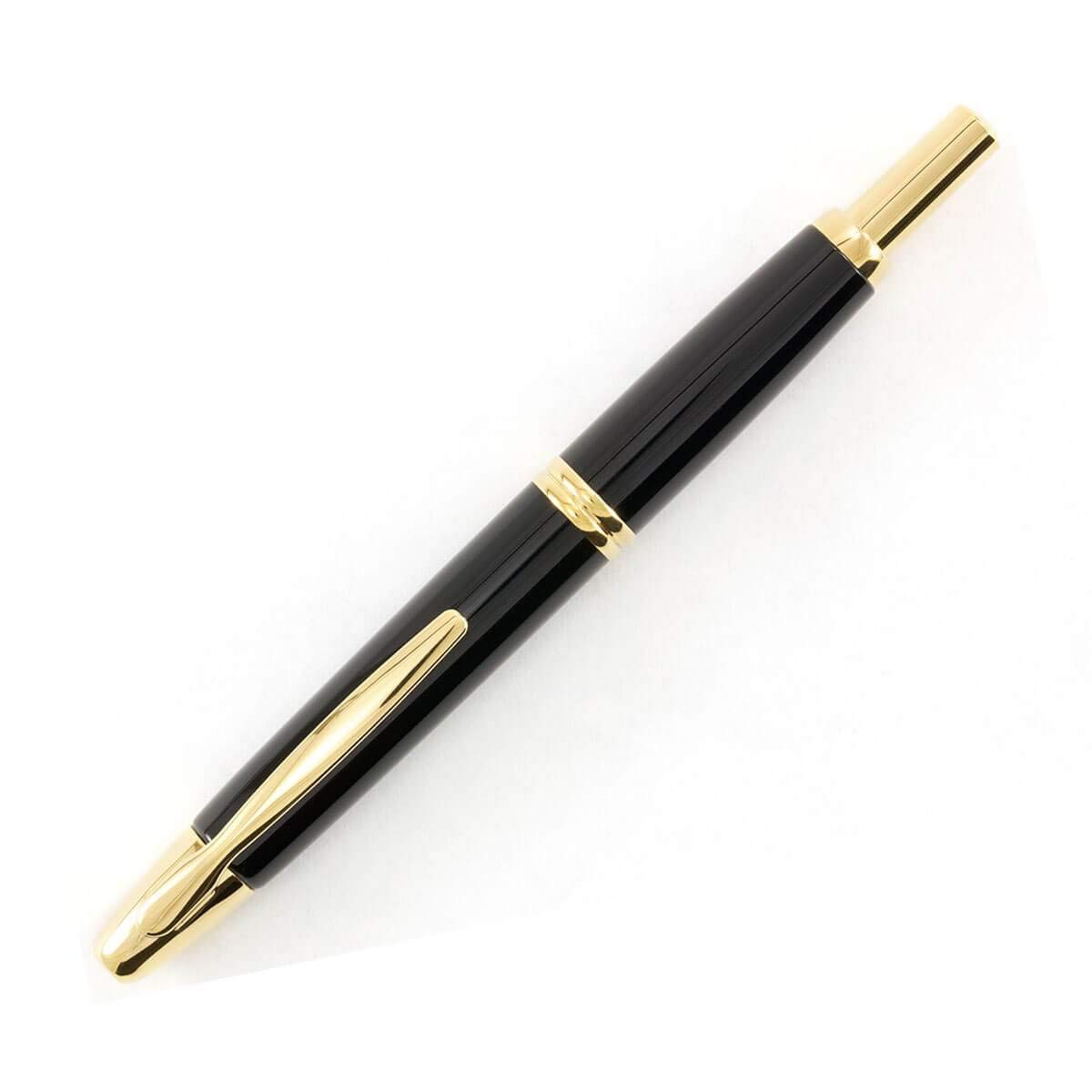 PILOT Vanishing Point Collection Refillable & Retractable Fountain Pen, Black Barrel with Gold Accents, Blue Ink, Fine Nib (60165)