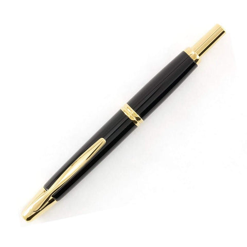 PILOT Vanishing Point Collection Refillable & Retractable Fountain Pen, Black Barrel with Gold Accents, Blue Ink, Fine Nib (60165)