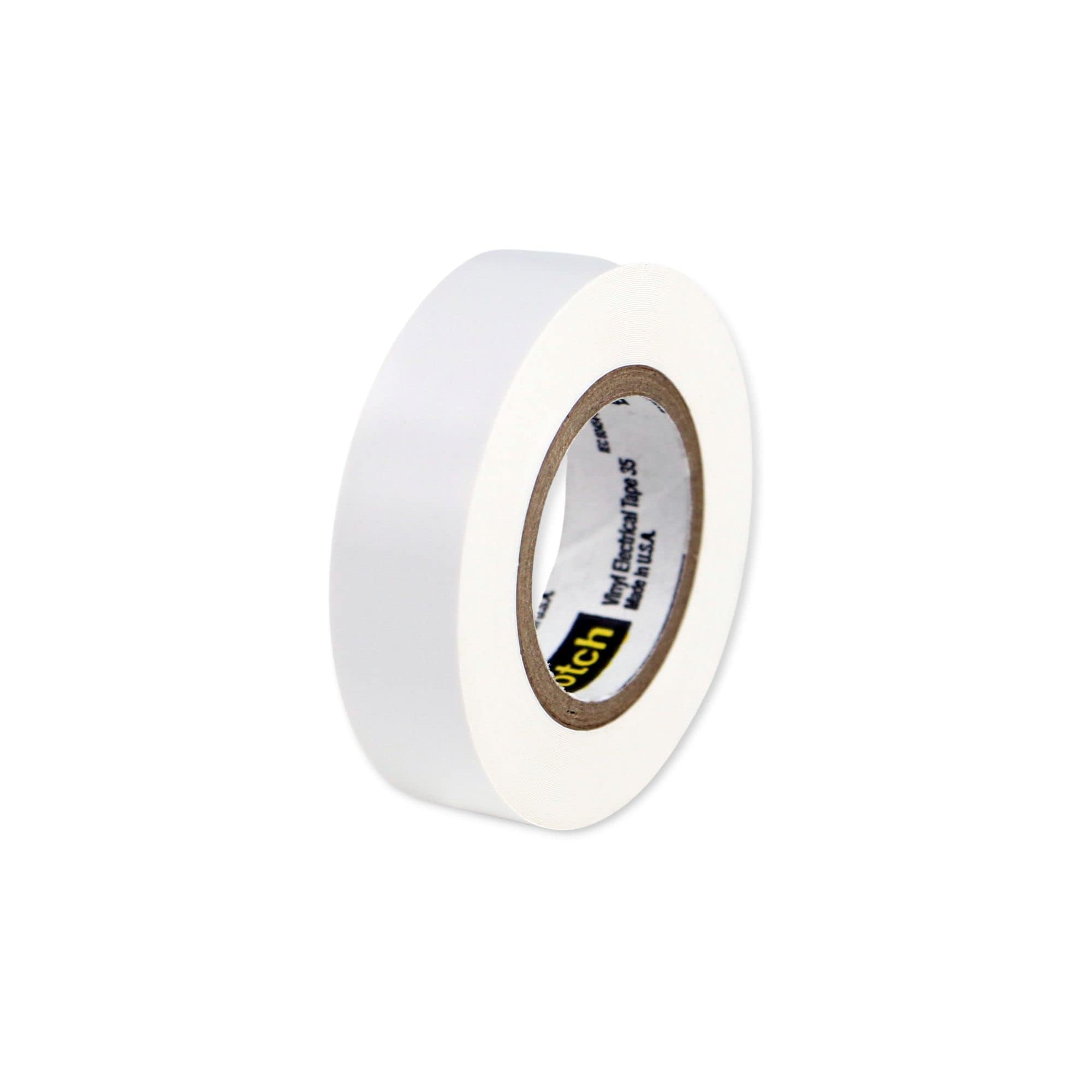 3M Scotch Vinyl Color Coding Electrical Tape 35, 1/2 in x 20 ft, 1 Short Roll, White, CSA Certified, UL Listed, Professional Grade, 7 mil Thick, Flame Retardant