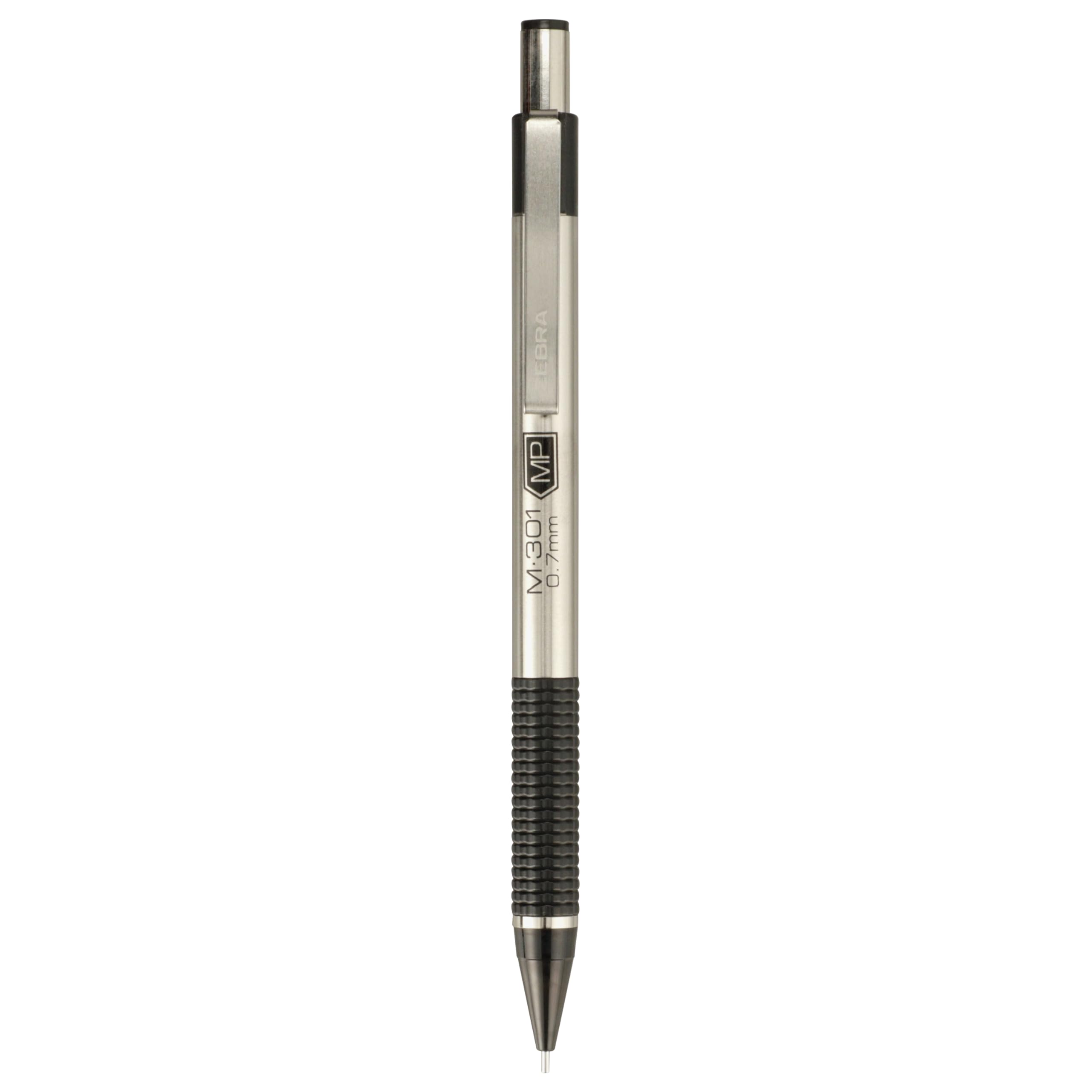 Zebra Pen, M-301 Mechanical Pencil, 0.7mm Point, Stainless Steel Barrel, Textured Grip, Smooth Writing Performance, Refillable, STEEL Series, 10-Count, (54319)