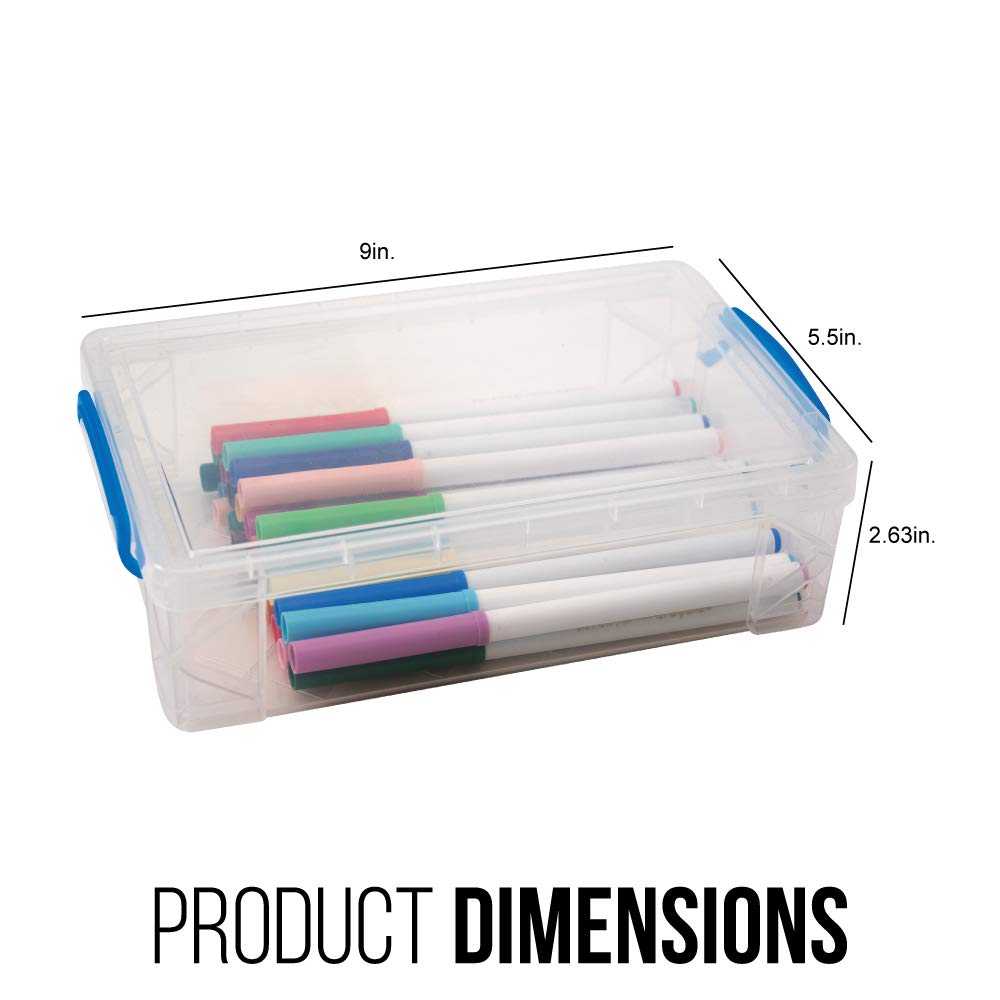 Advantus Super Stacker Large Pencil Box, Plastic, 9 x 5.5 x 2.62, Clear