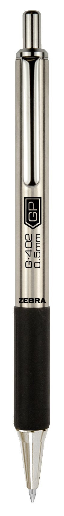 Zebra Pen - STEEL G-402 Retractable Gel Pens - 0.5mm Fine Point - Smooth Black Ink - Rapid Dry Ink for No Smears or Smudges - Refillable Stainless Steel Writing Pens for Office, School, 2 Pack (49212)