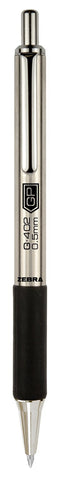 Zebra Pen - STEEL G-402 Retractable Gel Pens - 0.5mm Fine Point - Smooth Black Ink - Rapid Dry Ink for No Smears or Smudges - Refillable Stainless Steel Writing Pens for Office, School, 2 Pack (49212)