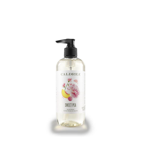 Caldrea Hand Wash Soap, Aloe Vera Gel, Olive Oil and Essential Oils to Cleanse and Condition, Sweet Pea Scent, 10.8 oz (Packaging May Vary)