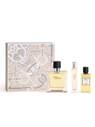 Hermes Terre D'hermes 3-Pieces Set for Men, (2.5 Ounce Pure Perfume + 0.5 Ounce Pure Perfume + 1.35 Ounce Hair and Body Shower Gel)