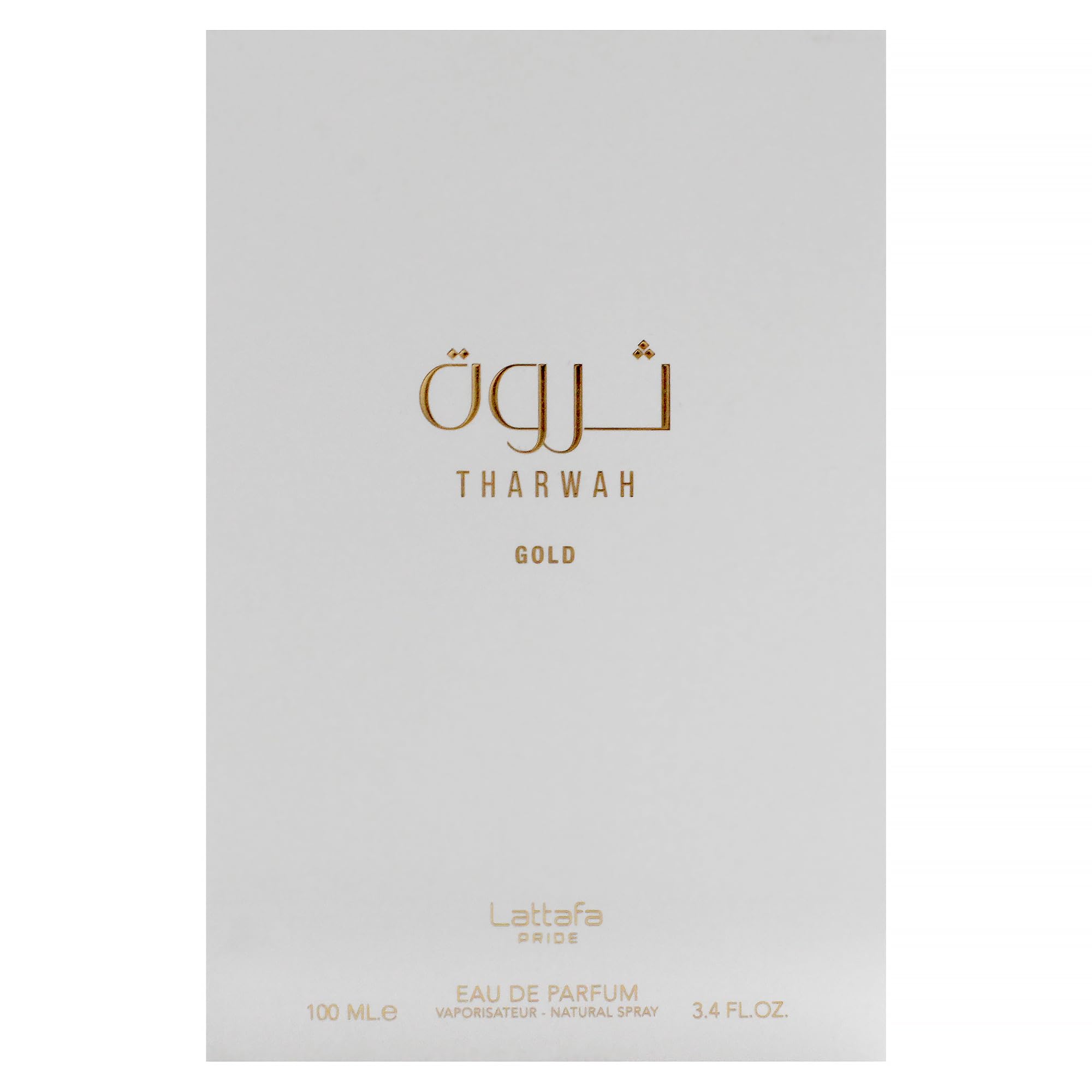 Lattafa Perfumes Tharwah Gold for Unisex Eau de Parfum Spray, 3.4 Ounce