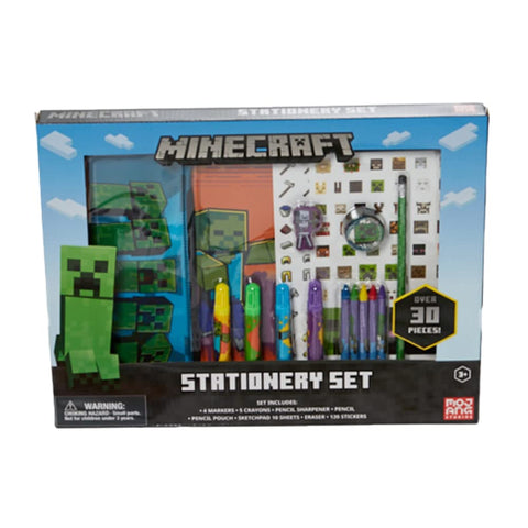 Innovative Designs Mine Craft Kids Coloring Art and Sticker Set,30 Pcs.School and Craft Supplies with Pencil Case,Blue