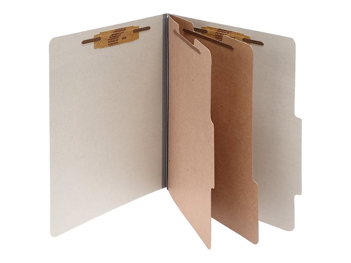 ACCO 15056 ACCO Pressboard 25-Point Classification Folders, Ltr, 6-Section, Mist GY, 10/Box