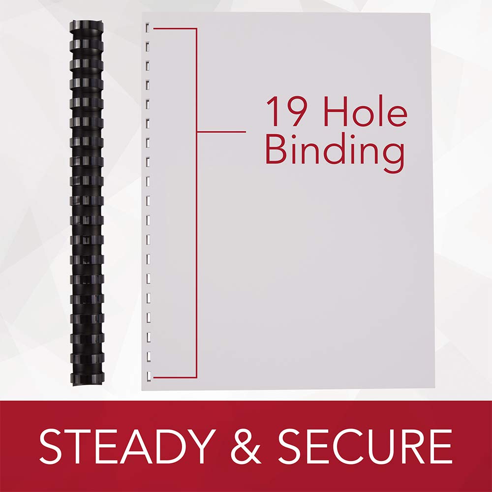 GBC Binding Spines/Spirals/Coils, 5/8" Diameter, 125 Sheet Capacity, CombBind, Black, 100 Pack (4000092)