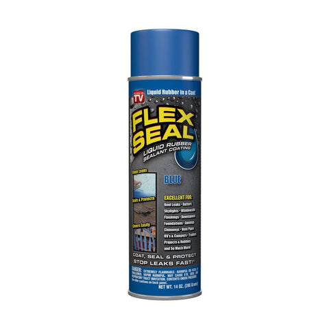 Flex Seal, 14 oz, Blue, Stop Leaks Instantly, Waterproof Rubber Spray On Sealant Coating, Perfect for Gutters, Wood, RV, Campers, Roof Repair, Skylights, Windows, and More