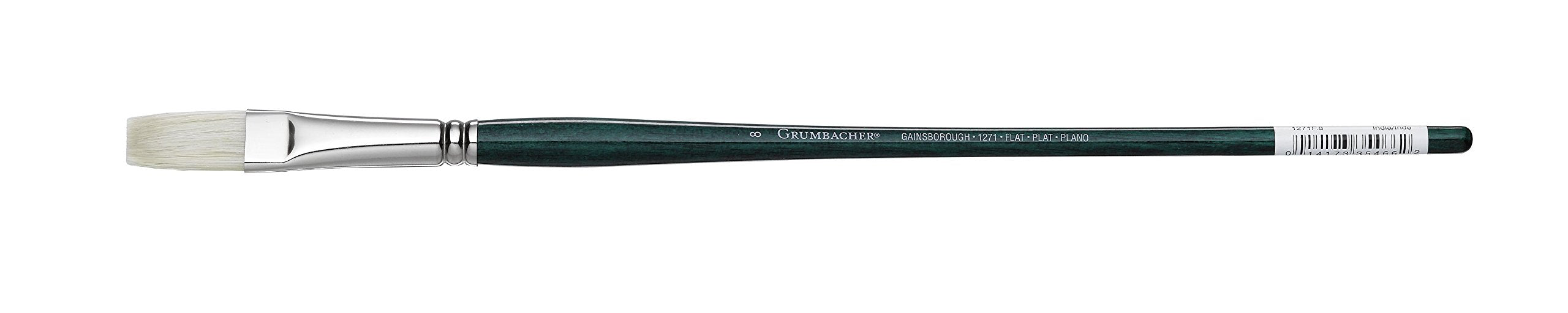 Grumbacher Gainsborough Flat Oil and Acrylic Brush, Hog Bristle, Size 8 (1271F.8)