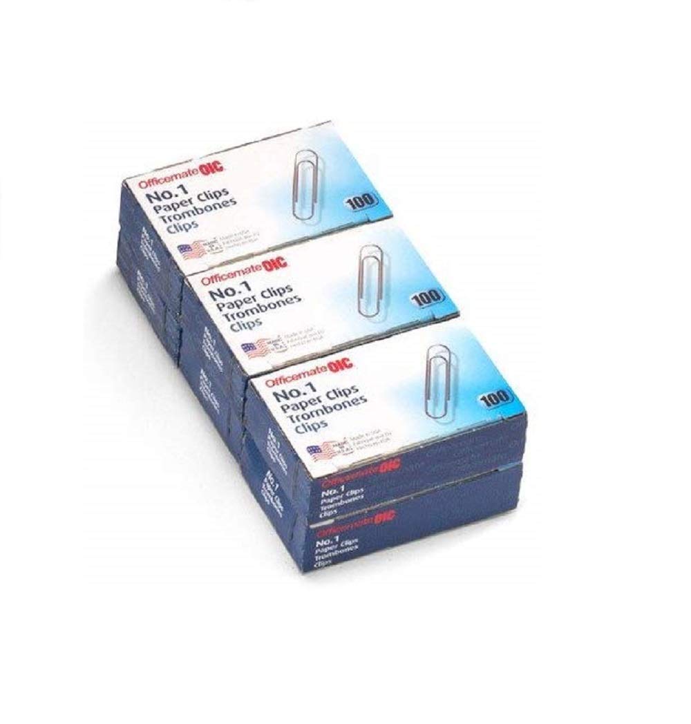 Officemate No.1 Smooth Paper Clips, Pack of 6 Boxes of 100 Clips Each, 600 Clips Total (99911)