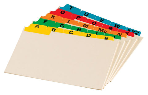 Oxford Index Card Guides with Laminated Tabs, Alphabetical, A-Z, Assorted Colors, 4" x 6" Size, 25 Guides per Set (4635)