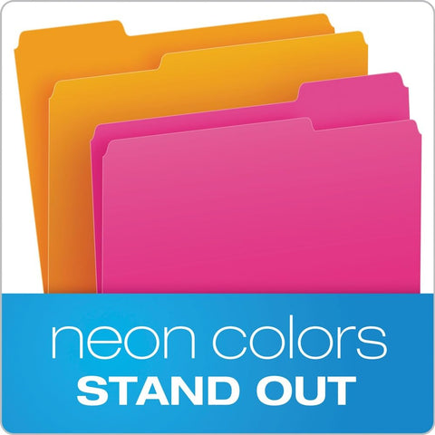 Pendaflex Glow File Folders, 1/3 Cut, 8 1/2" x 11", Letter Size, Assorted Colors, Pack of 24